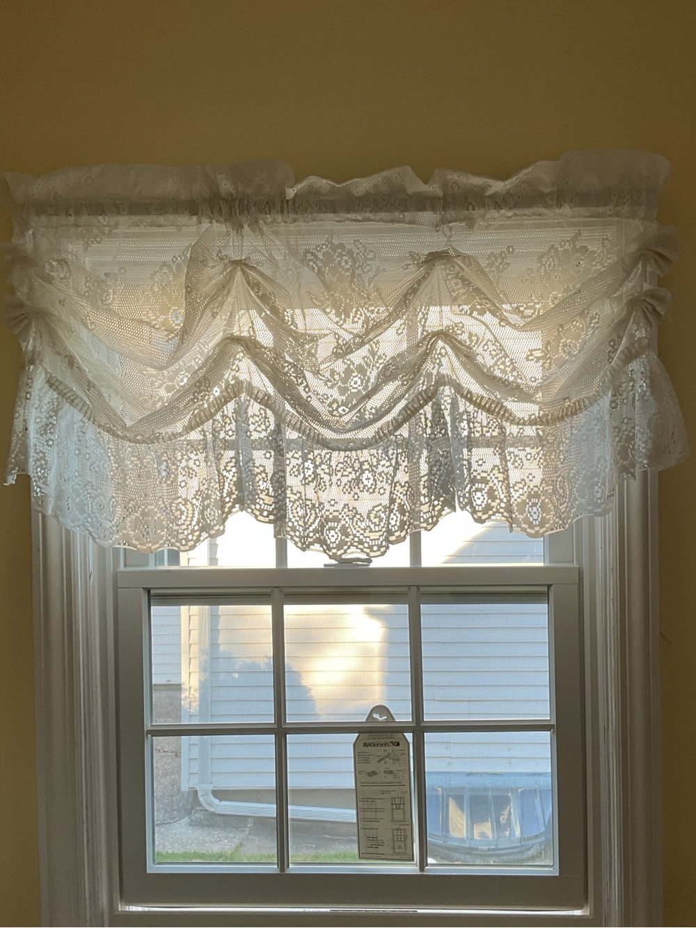 White Lace Scalloped Window Valance set of 2